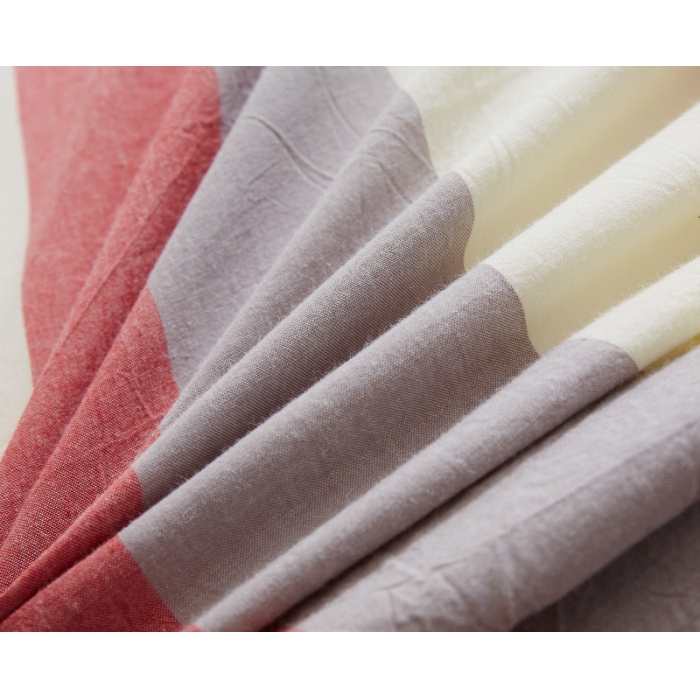 91家纺网 家纺一手货源 找家纺 玖玖爱 水洗棉四件套床单款 红灰条纹