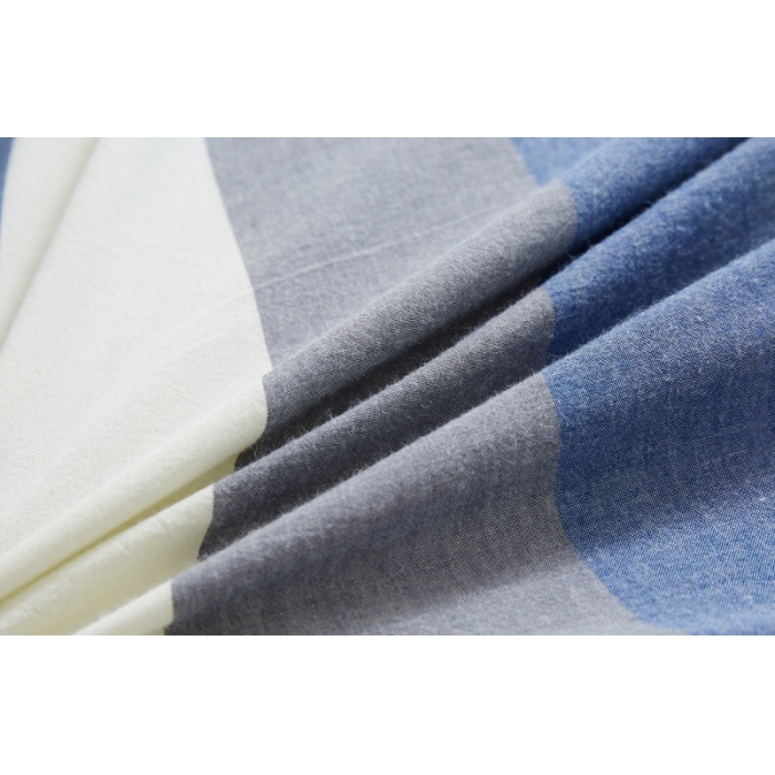 91家纺网 家纺一手货源 找家纺 玖玖爱 水洗棉四件套床单款  蓝灰条纹