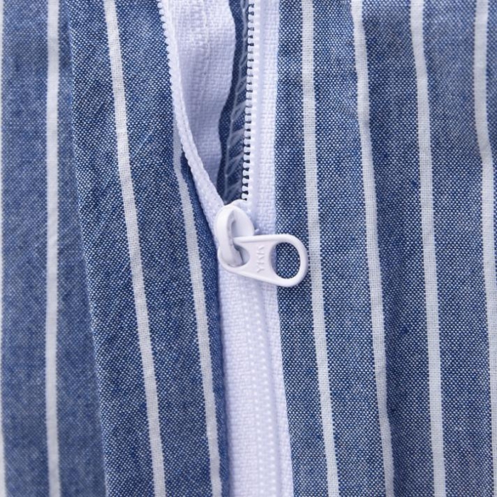 91家纺网 家纺一手货源 找家纺 玖玖爱 水洗棉四件套床单款 蓝细条