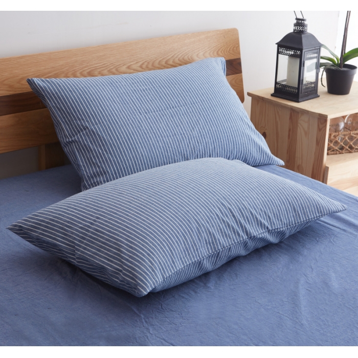 91家纺网 家纺一手货源 找家纺 玖玖爱 水洗棉四件套床单款 蓝细条