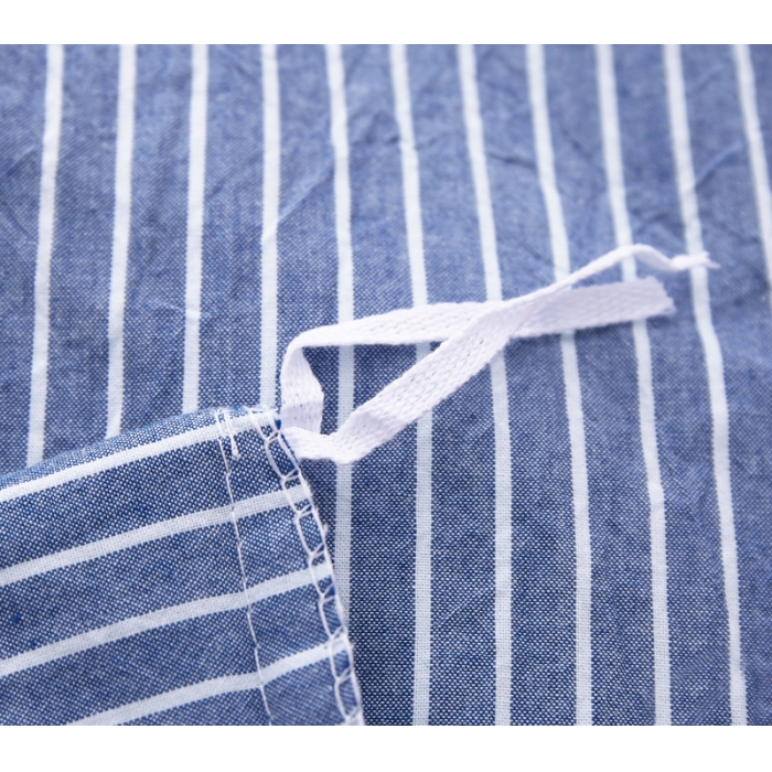 91家纺网 家纺一手货源 找家纺 玖玖爱 水洗棉四件套床单款 蓝细条