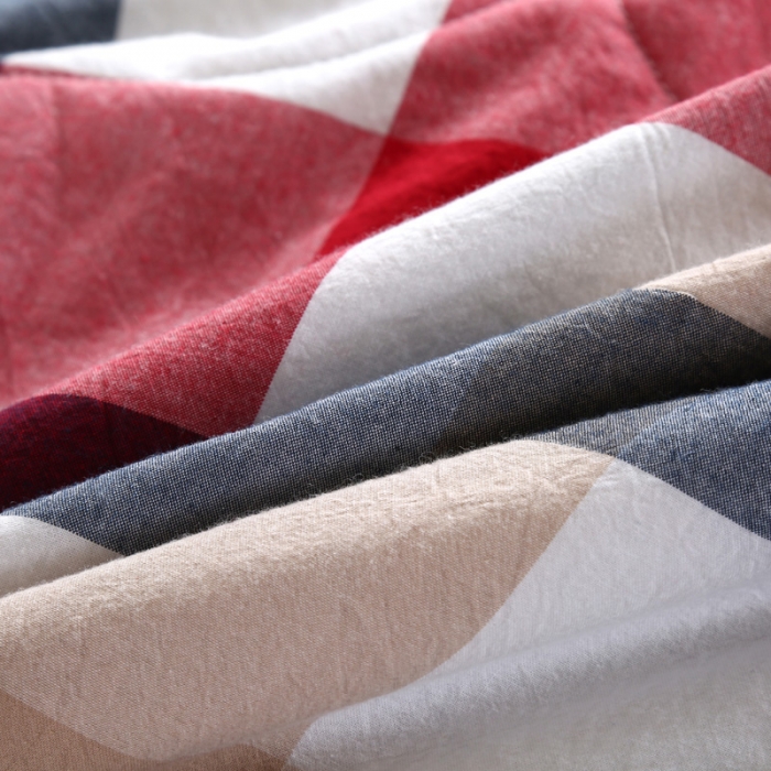 91家纺网 家纺一手货源 找家纺  玖玖爱 水洗棉夏被 红蓝中格