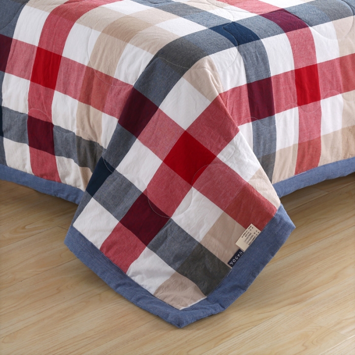 91家纺网 家纺一手货源 找家纺  玖玖爱 水洗棉夏被 红蓝中格