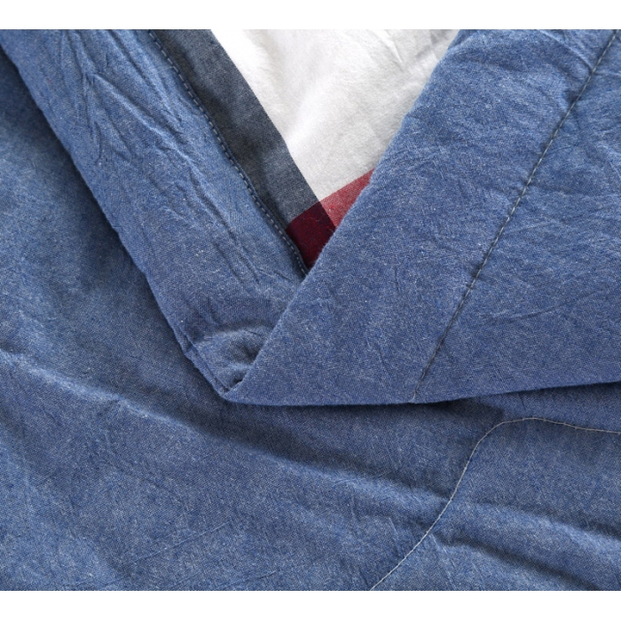 91家纺网 家纺一手货源 找家纺  玖玖爱 水洗棉夏被 红蓝中格