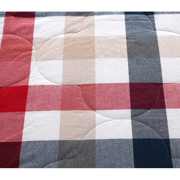 91家纺网 家纺一手货源 找家纺  玖玖爱 水洗棉夏被 红蓝中格