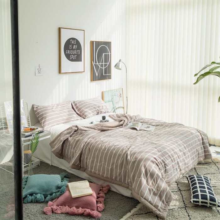 91家纺网 家纺一手货源 找家纺  玖玖爱 水洗棉夏被 卡宽条