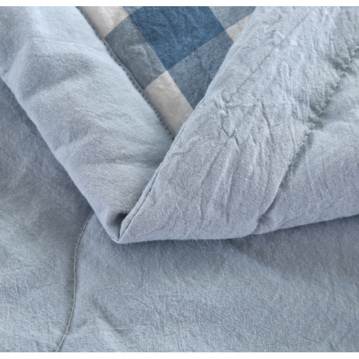 91家纺网 家纺一手货源 找家纺  玖玖爱 水洗棉夏被 蓝白三分格