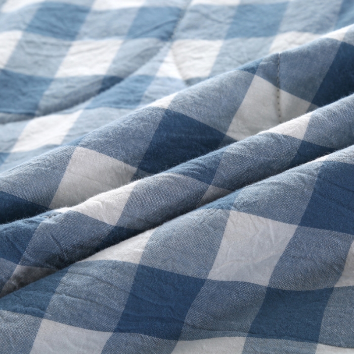 91家纺网 家纺一手货源 找家纺  玖玖爱 水洗棉夏被 蓝白三分格
