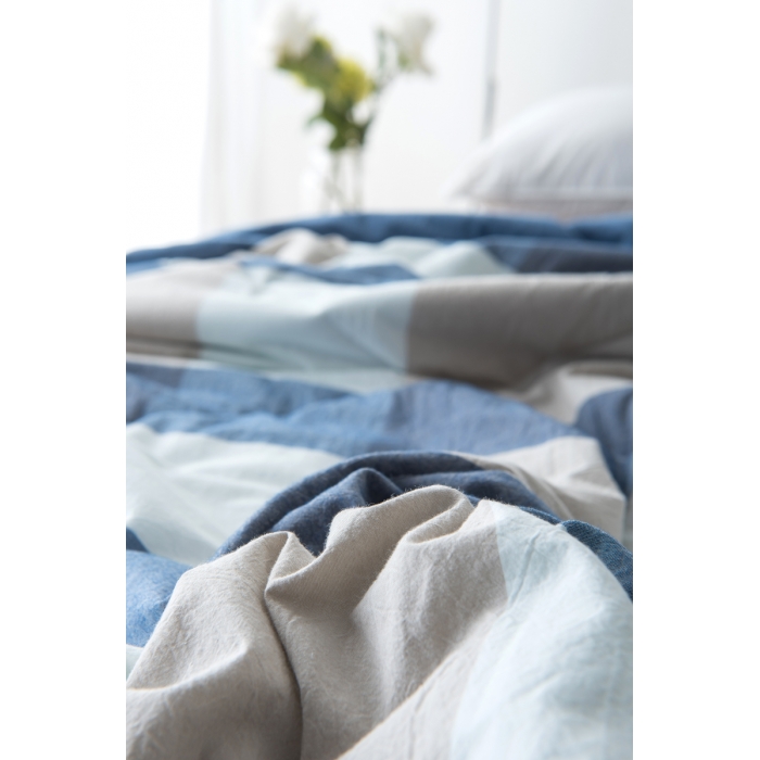 91家纺网 家纺一手货源 找家纺  玖玖爱 水洗棉夏被 蓝大格