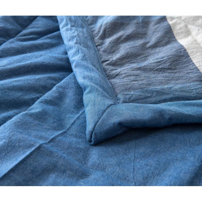 91家纺网 家纺一手货源 找家纺  玖玖爱 水洗棉夏被 蓝大格