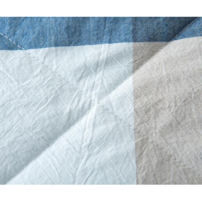 91家纺网 家纺一手货源 找家纺  玖玖爱 水洗棉夏被 蓝大格
