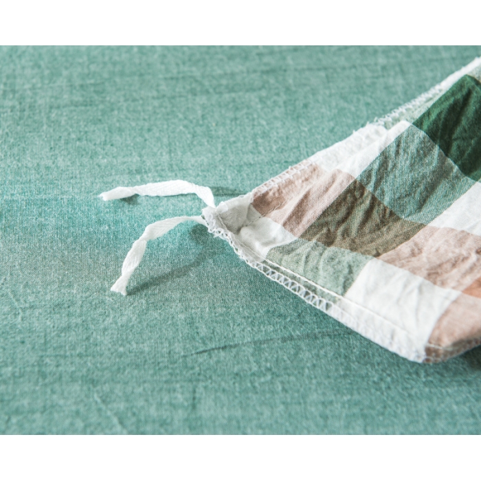 91家纺网 家纺一手货源 找家纺 玖玖爱 水洗棉四件套床单款 七分格绿