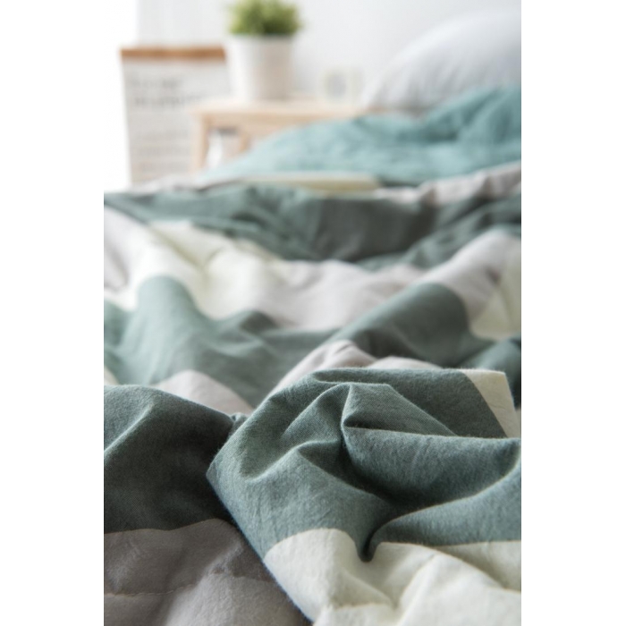 91家纺网 家纺一手货源 找家纺  玖玖爱 水洗棉夏被 绿大格