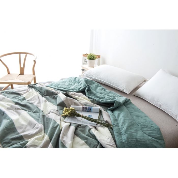 91家纺网 家纺一手货源 找家纺  玖玖爱 水洗棉夏被 绿大格