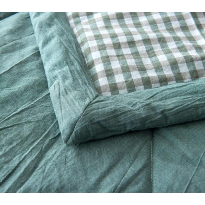 91家纺网 家纺一手货源 找家纺  玖玖爱 水洗棉夏被 绿小格
