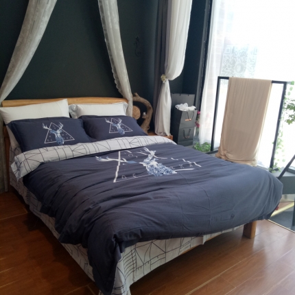 91家纺网 家纺一手货源 找家纺 玖玖爱 60磨毛四件套 鹿寒