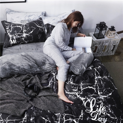 91家纺网 家纺一手货源 找家纺 玖玖爱 2018新款棉加绒绣花四件套 灵石