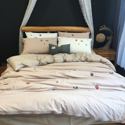 91家纺网 家纺一手货源 找家纺 （总）玖玖爱 水洗棉绣花款四件套