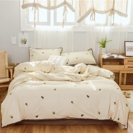 91家纺网 家纺一手货源 找家纺 玖玖爱 日式混搭水洗棉全棉四件套 蜜语 