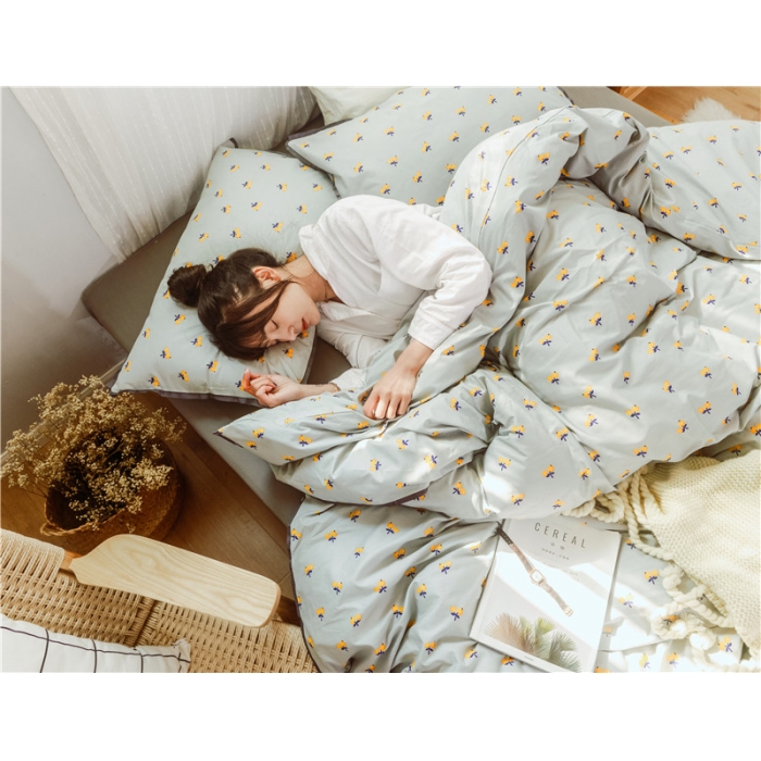 91家纺网 家纺一手货源 找家纺 玖玖爱 日式混搭水洗棉全棉四件套 枇杷