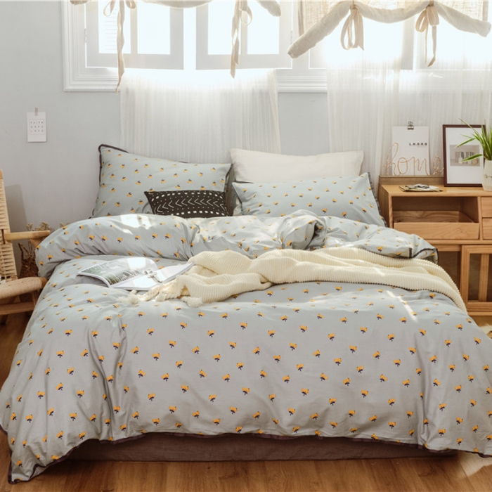 91家纺网 家纺一手货源 找家纺 玖玖爱 日式混搭水洗棉全棉四件套 枇杷