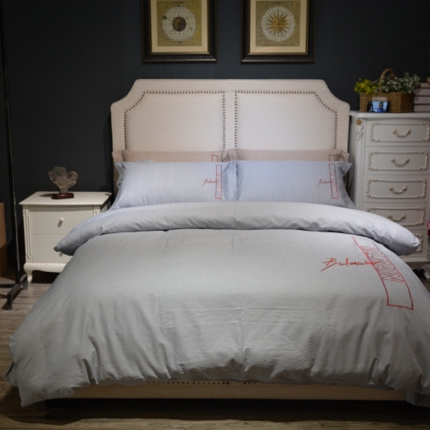 91家纺网 家纺一手货源 找家纺 玖玖爱2019新款40支绣花系列四件套沙漠骆驼-青春蓝