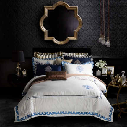 91家纺网 家纺一手货源 找家纺 （总）玖玖爱 2019新款100支高端海岛棉全棉绣花四件套