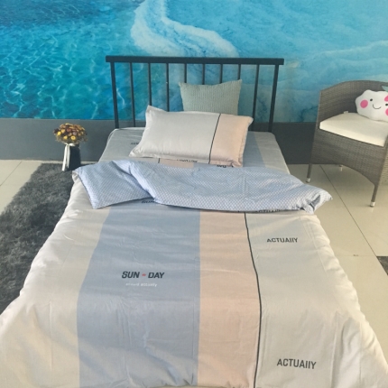 91家纺网 家纺一手货源 找家纺 玖玖爱 2019新款开学季学生三件套 漫步时光-灰