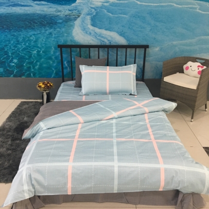 91家纺网 家纺一手货源 找家纺 玖玖爱 2019新款开学季学生三件套 青春物语-蓝