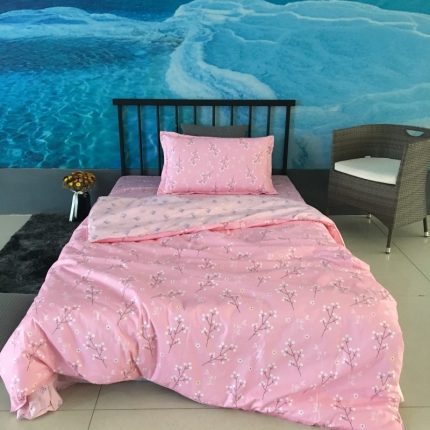 91家纺网 家纺一手货源 找家纺 玖玖爱 2019新款开学季学生三件套 情暖花开-粉