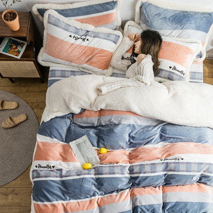 91家纺网 家纺一手货源 找家纺 莎臣豹 2019新款牛奶绒四件套 遇见北欧