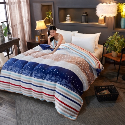 91家纺网 家纺一手货源 找家纺 雨洋家纺 2018新款加厚保暖金貂绒单品被套星空爱情