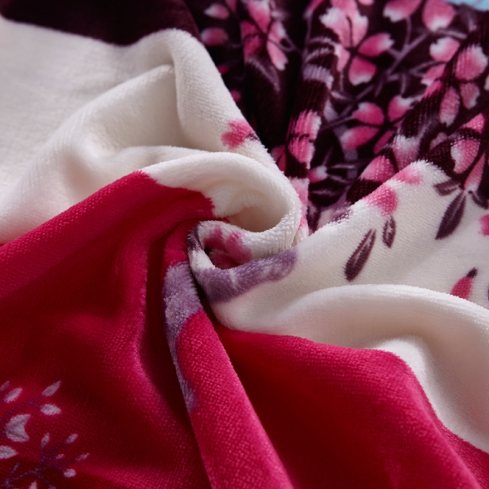 91家纺网 家纺一手货源 找家纺 雨洋家纺 2018新款加厚保暖金貂绒单品被套发财树