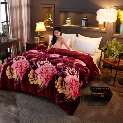 雨洋家纺 2018新款加厚保暖金貂绒单品被套藤蔓花