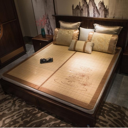 91家纺网 家纺一手货源 找家纺 雨洋家纺 2019新款凉席竹席藤席双面席无包装和枕套 荷花