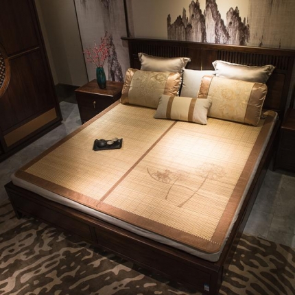 91家纺网 家纺一手货源 找家纺 雨洋家纺 2019新款凉席竹席藤席双面席无包装和枕套 蒲公英