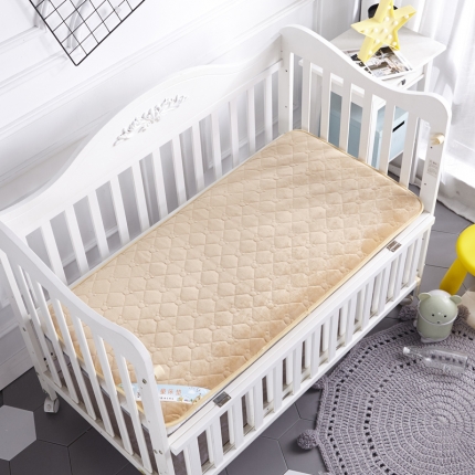 91家纺网 家纺一手货源 找家纺 吉咪兔 2022新款超柔水晶绒儿童床垫 驼色