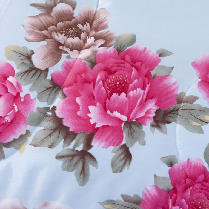 91家纺网 家纺一手货源 找家纺 鑫发家纺 2021新款丝绸印花被 盛世牡丹-蓝