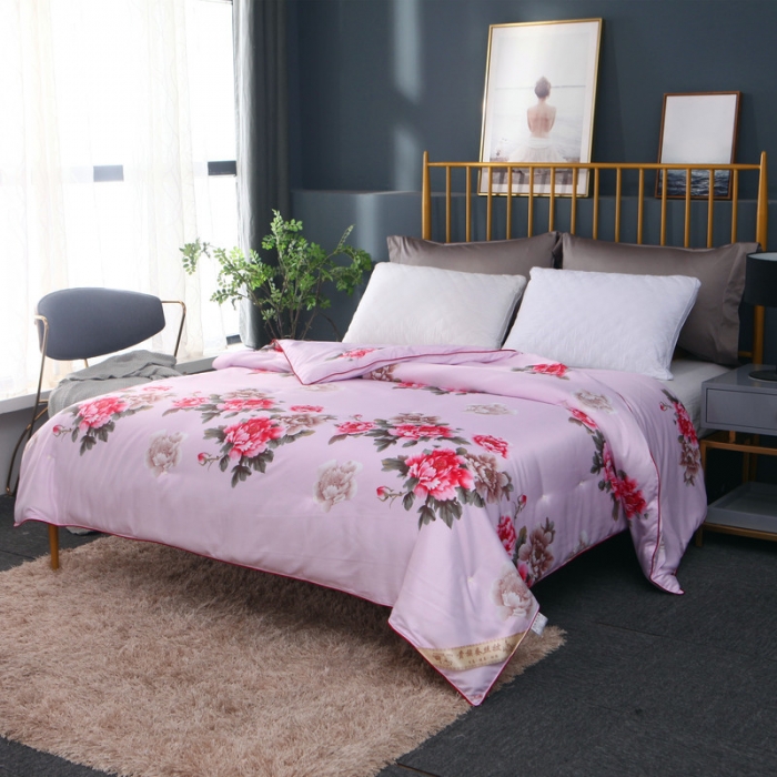 91家纺网 家纺一手货源 找家纺 鑫发家纺 2019新款织锦稠被 花香四溢-粉