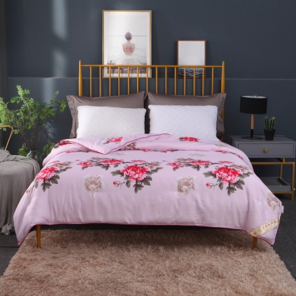 鑫发家纺 2019新款织锦稠被 花香四溢-粉