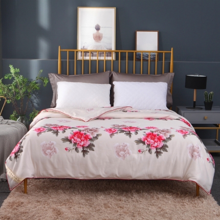 鑫发家纺 2019新款织锦稠被 花香四溢-香槟色