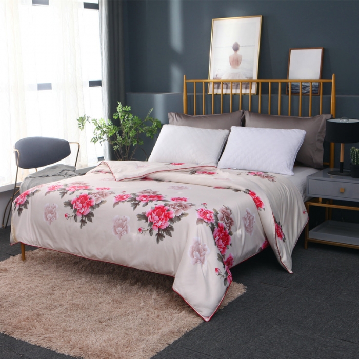 91家纺网 家纺一手货源 找家纺 鑫发家纺 2019新款织锦稠被 花香四溢-香槟色