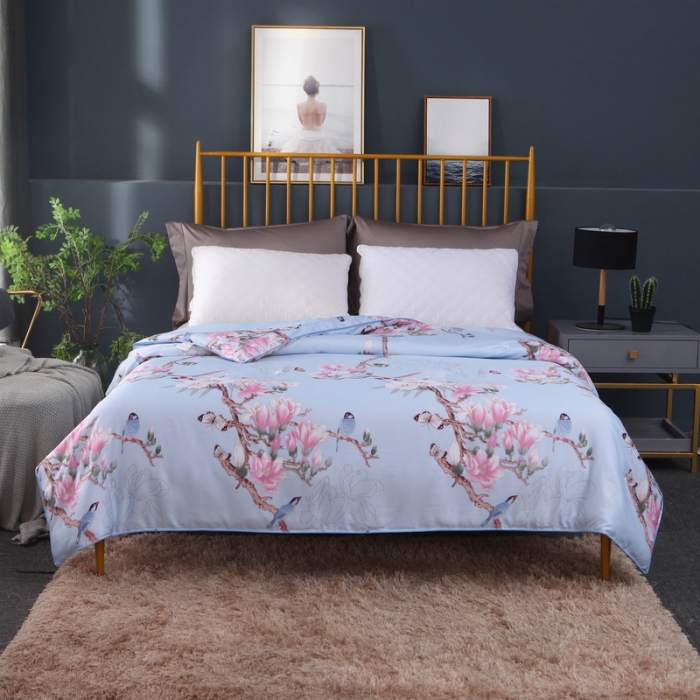 91家纺网 家纺一手货源 找家纺 鑫发家纺 2019新款织锦稠被 喜上枝头-兰