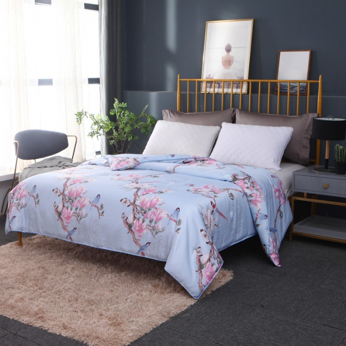 91家纺网 家纺一手货源 找家纺 鑫发家纺 2019新款织锦稠被 喜上枝头-兰