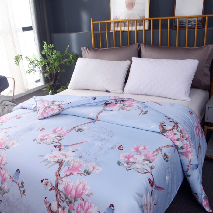 91家纺网 家纺一手货源 找家纺 鑫发家纺 2019新款织锦稠被 喜上枝头-兰