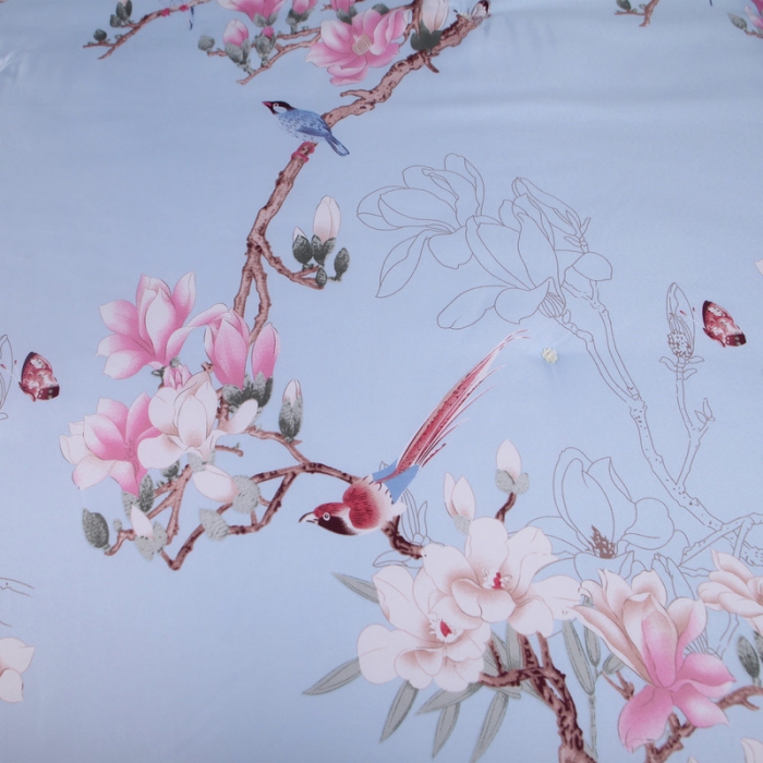 91家纺网 家纺一手货源 找家纺 鑫发家纺 2019新款织锦稠被 喜上枝头-兰