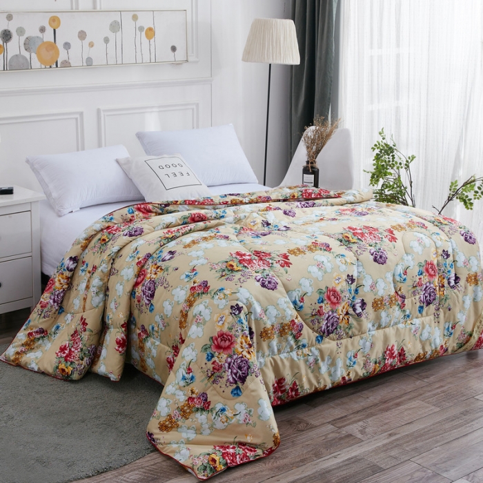 91家纺网 家纺一手货源 找家纺 鑫发家纺 2021新款丝绸印花被 一米阳光