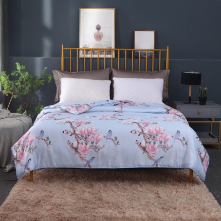 91家纺网 家纺一手货源 找家纺 鑫发家纺 2019新款织锦稠被 喜上枝头-兰