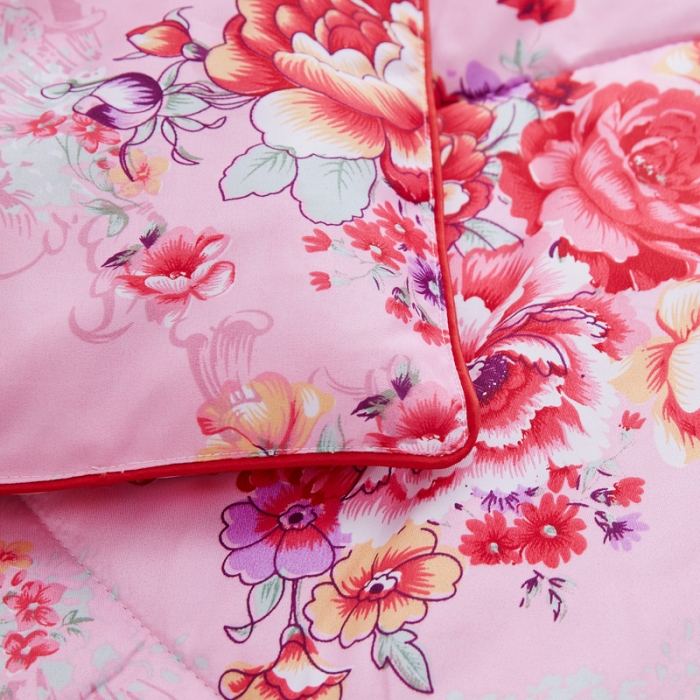 91家纺网 家纺一手货源 找家纺 鑫发家纺 2021新款丝绸印花被 国色天香粉