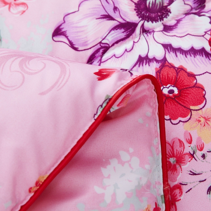 91家纺网 家纺一手货源 找家纺 鑫发家纺 2021新款丝绸印花被 国色天香粉